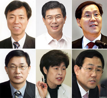 Kim Myeong-sik, Kim Seong-jo, Kim Jang-shil, Chu Ho-young, Jeon Jae-hee, Song Jong-ho (clockwise from the left)